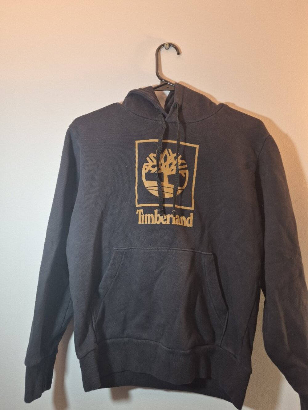 Vintage Timberland Black Hoodie 🌲 Gold Logo Size S Pullover Streetwear
